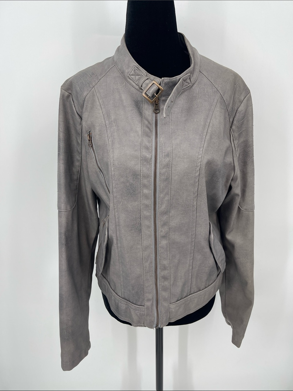 BEVERLY HILLS POLO CLUB Women's SIZE L Zip Front Jacket FAUX LEATHER CROPPED